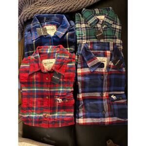 Abercrombie & Fitch kids 4 plaid flannel shirts NWT
